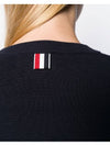 Milano Stitch Crewneck 4-Bar Cotton Crepe Knit Top Navy - THOM BROWNE - BALAAN.