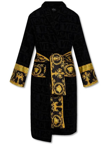 Baroque Pattern Bathrobe Lounge Wear Black - VERSACE - BALAAN 1