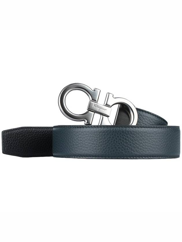 Reversible Adjustable Gancini Belt Black - SALVATORE FERRAGAMO - 2