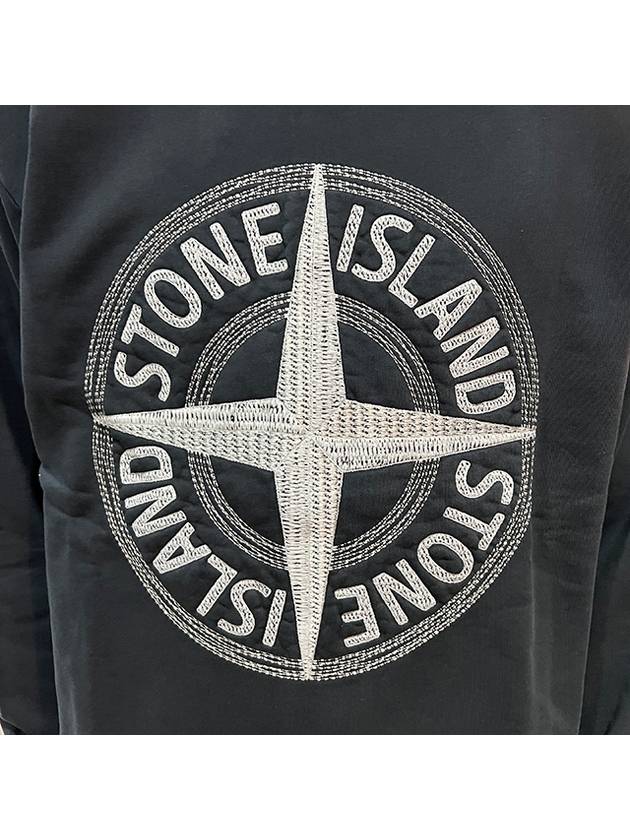 Garment Dyed Stitches Four Print Crewneck Sweatshirt Navy - STONE ISLAND - BALAAN 7