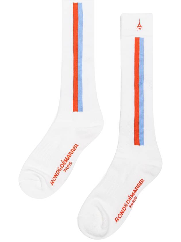 Long Vertical Stripe Signature Socks White - ROND&DEMARRER - BALAAN 2