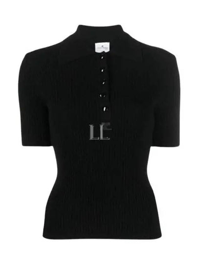 Logo Polo Short Sleeve Knit Top Black - COURREGES - BALAAN 2