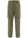 Lens Wappen Nylon Cargo Straight Pants Khaki Green - CP COMPANY - BALAAN.