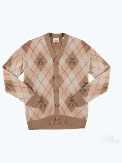 Kids Thomas Bear Argyle Print Cardigan Beige - BURBERRY - BALAAN 2