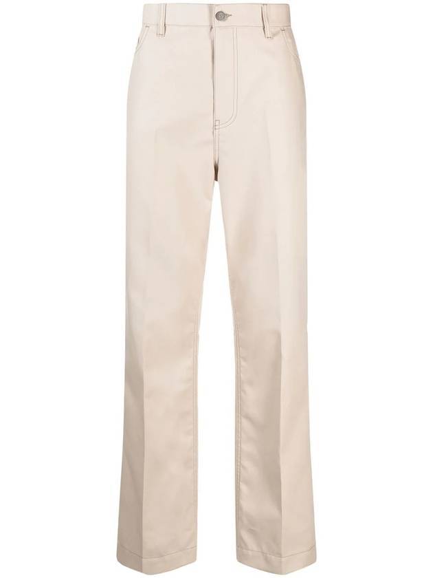 contrast stitch cotton straight pants beige - VALENTINO - BALAAN 1