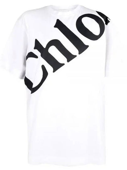 Big Logo Print Crew Neck Short Sleeve T-Shirt White - CHLOE - BALAAN 2