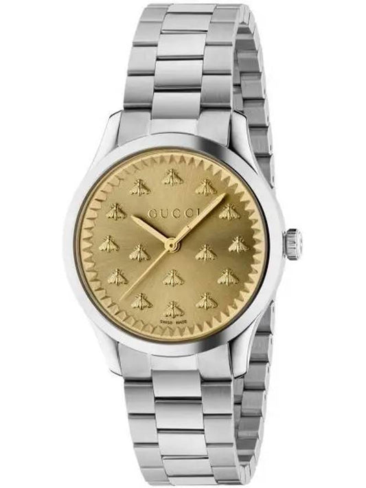 G Timeless Bee 32mm steel watch gold YA1265035 - GUCCI - BALAAN.