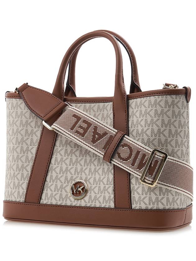 Luisa Small Signature Logo Satchel Tote Bag Vanilla - MICHAEL KORS - BALAAN 3