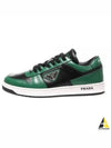 Men's Downtown Triangle Logo Leather Low Top Sneakers Black Green - PRADA - BALAAN 2