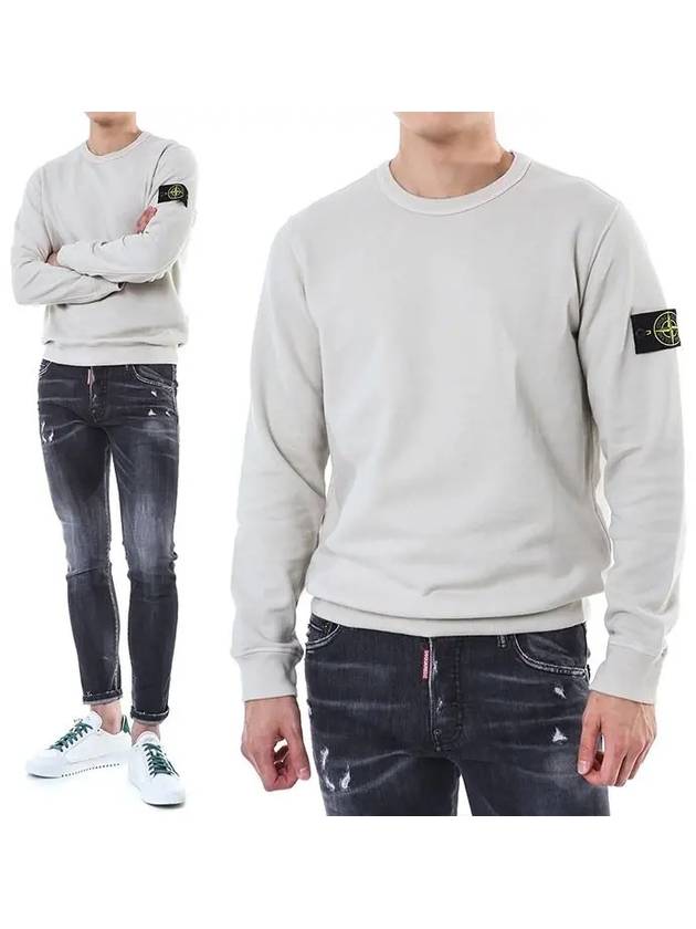 Brushed Cotton Fleece Garment Dyed Crewneck Sweatshirt Stucco - STONE ISLAND - BALAAN 2