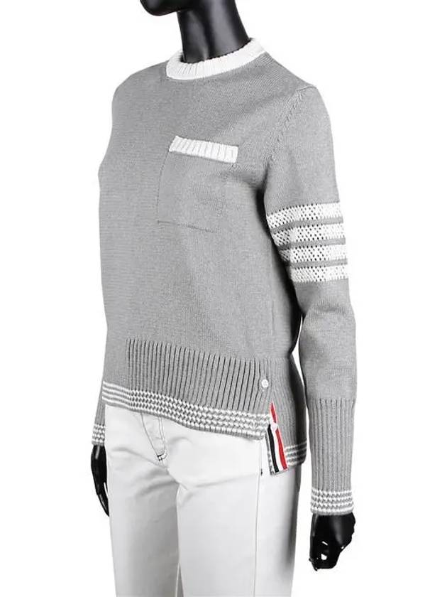 4 Bar Stripe Cotton Sweatshirt Grey - THOM BROWNE - BALAAN 2