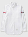 Oxford Striped Grosgrain Armband Classic Long Sleeve Shirt White - THOM BROWNE - BALAAN 2