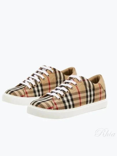 Vintage Check and Leather Sneakers Archive Beige - BURBERRY - BALAAN 2