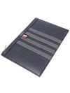 4-Bar Leather Small Clutch Bag Navy - THOM BROWNE - BALAAN 6