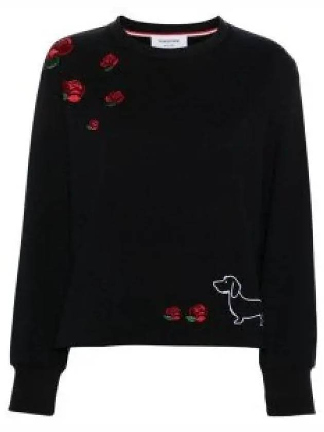 Loopback Hector Rose Oversized Crew Neck Cotton Sweatshirt Navy - THOM BROWNE - BALAAN 2