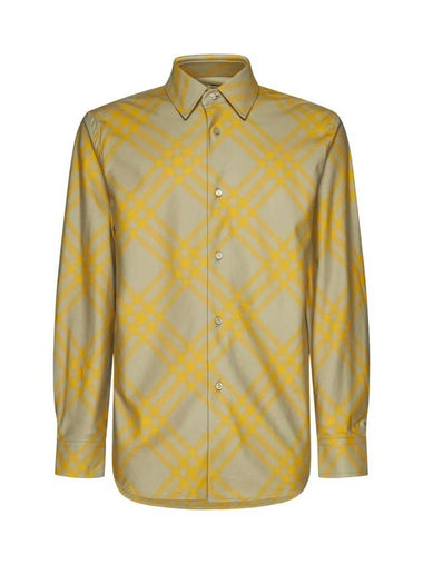 Men's Hunter Check OrGANNIc Cotton Long Sleeve Shirt Yellow - BURBERRY - BALAAN 1