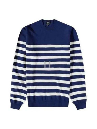 Ishmael Striped Crew Knit Top Dark Navy White - A.P.C. - BALAAN 2