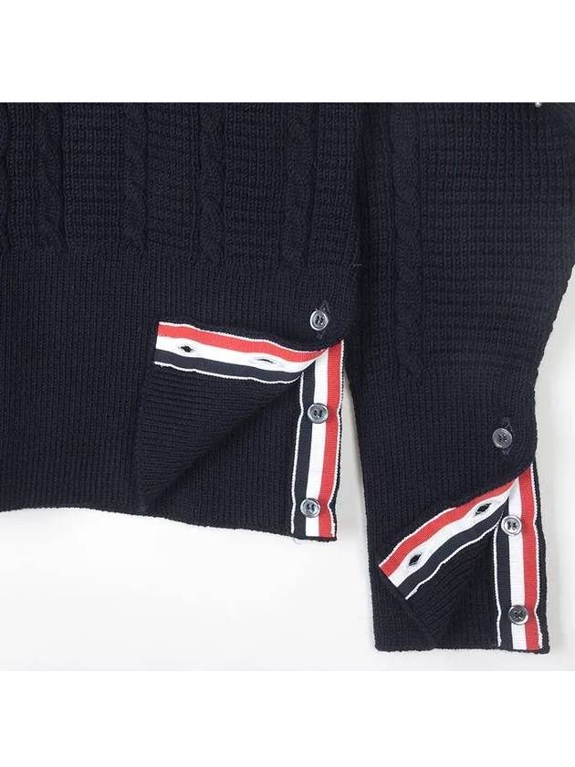 RWB Cable Wool Knit Top Navy - THOM BROWNE - BALAAN 4