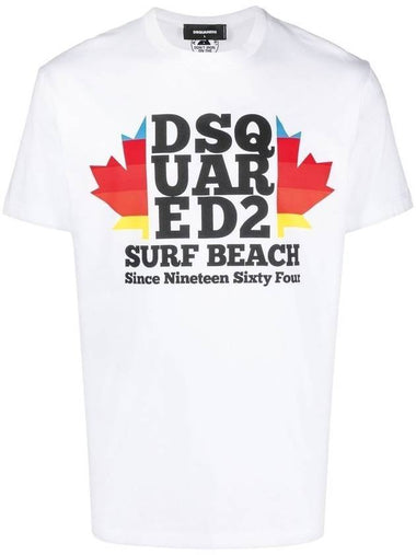 Surf Beach SURF BEACH Short Sleeve T-Shirt White - DSQUARED2 - BALAAN 1