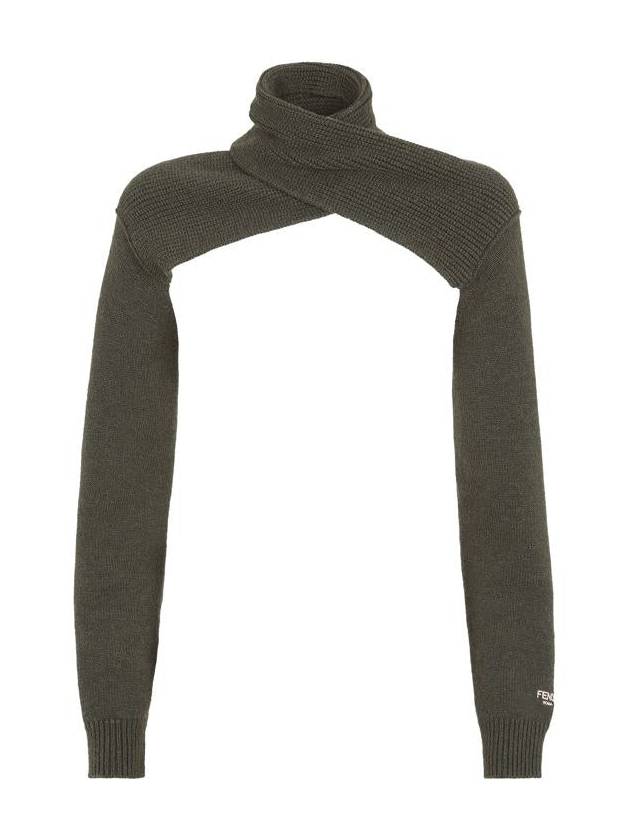 High Neck Cashmere Wool Knit Top Dark Green - FENDI - BALAAN 2