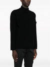 Ghost Piece Mock Neck Virgin Wool Knit Top Black - STONE ISLAND - BALAAN 4