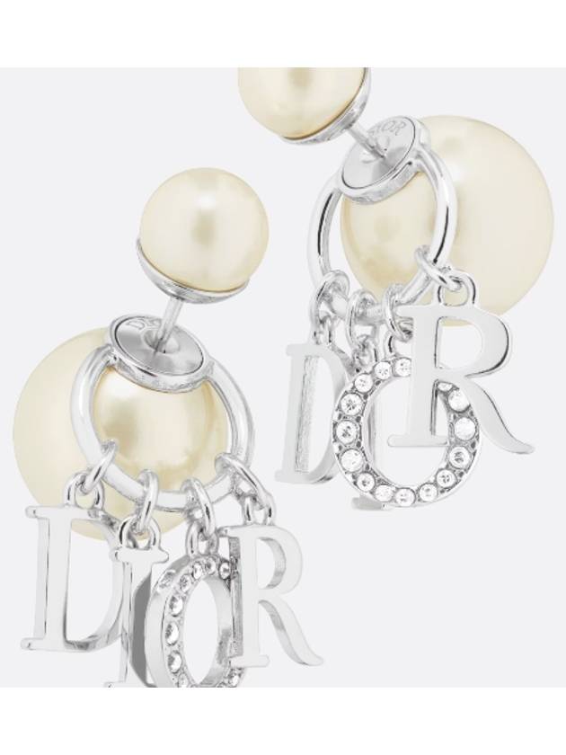 Tribales White Resin Pearls Crystals Earrings Silver - DIOR - BALAAN 4