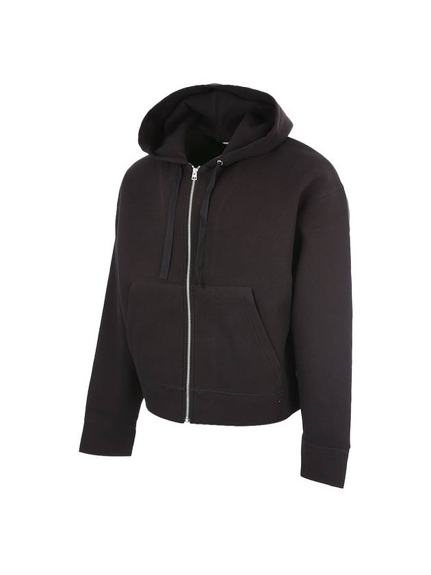 Wool Viscose Zip-Up Hoodie Black - AMI - BALAAN 3