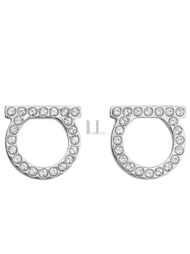 Gancini Crystal Large Earrings Silver - SALVATORE FERRAGAMO - BALAAN 2