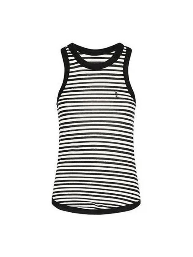 t shirt women striped cotton tank top black - SAINT LAURENT - BALAAN 1