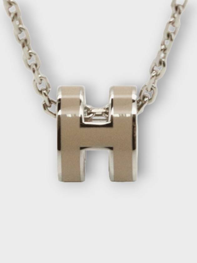 Mini Pop H Pendant Palladium & Marron Glace - HERMES - BALAAN 2