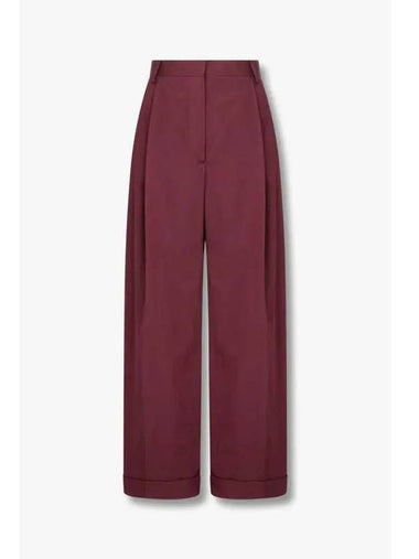 Women s Pleated Roll Up Cotton Pants Wine - DRIES VAN NOTEN - BALAAN 1