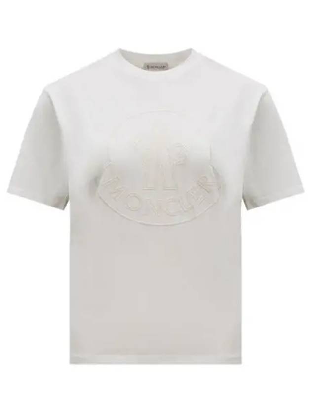 Embroidered Logo Crew Neck Short Sleeve T-Shirt Off White - MONCLER - BALAAN 2