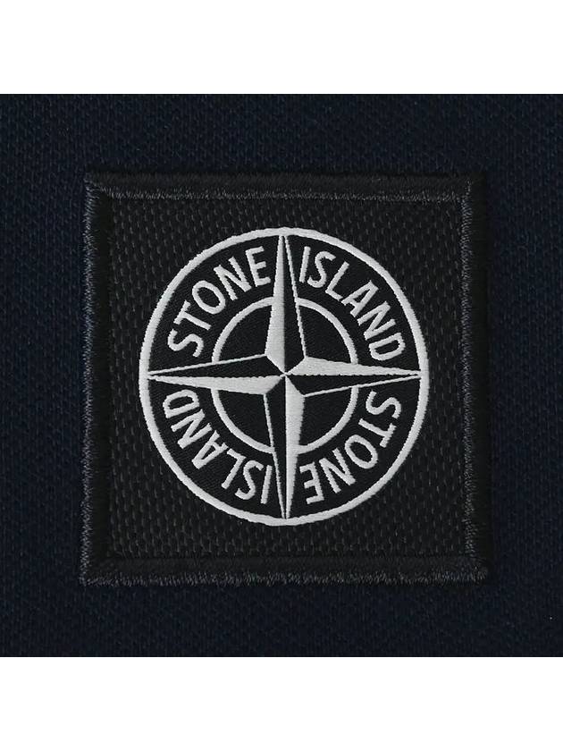 Organic Cotton Elastane Pique Polo Shirt Navy - STONE ISLAND - BALAAN 5