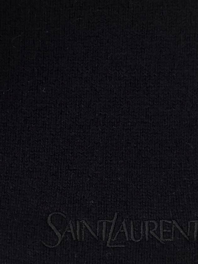 Logo Embroidered Cashmere Beanie Black - SAINT LAURENT - BALAAN 3