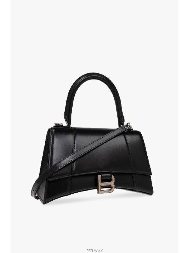 Hourglass Shiny Box Calfskin Small Tote Bag Black - BALENCIAGA - BALAAN 4