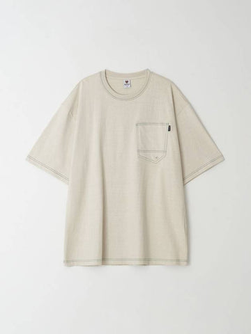 Overfit color stitch t-shirt sand beige - BOOVOOM - BALAAN 1