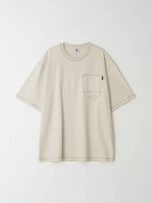 Overfit color stitch t-shirt sand beige - BOOVOOM - BALAAN 1
