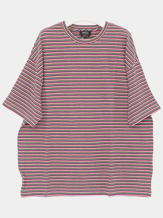 Bahaia Stripe Short Sleeve T-shirt Raspberry - A.P.C. - BALAAN 3