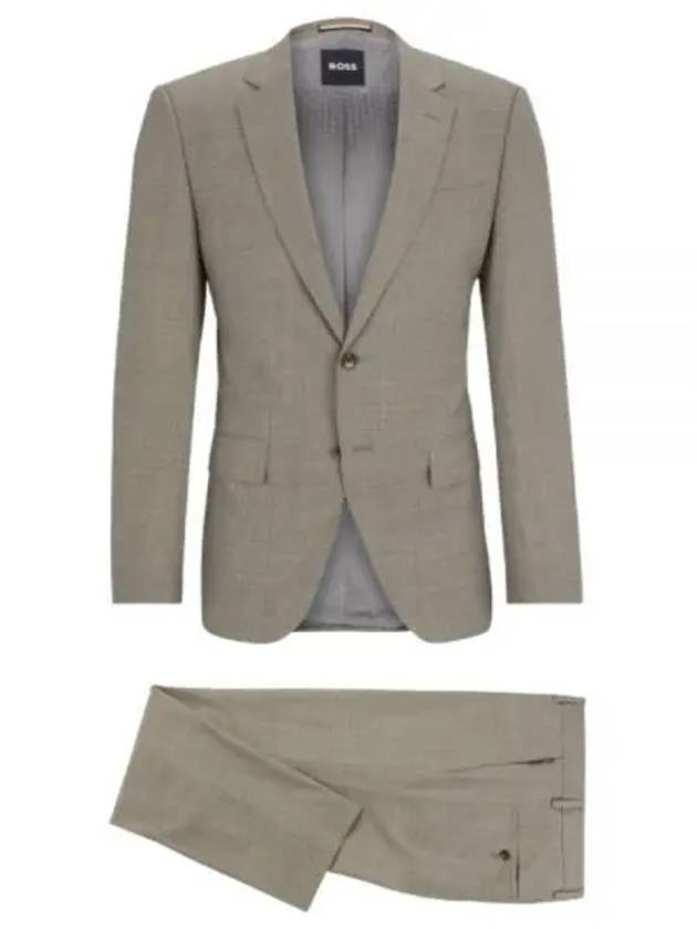 Men's Pattern Slim Fit Stretch Suit Beige - HUGO BOSS - BALAAN 2