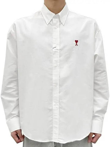 Heart Logo Box Fit Shirt Natural White USH130 CO0031 168 1154394 - AMI - BALAAN 1