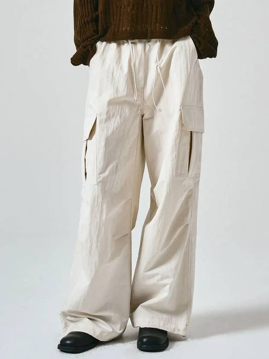 Nylon Cargo Parasuit Track Pants Cream - NOIRER FOR WOMEN - BALAAN 2