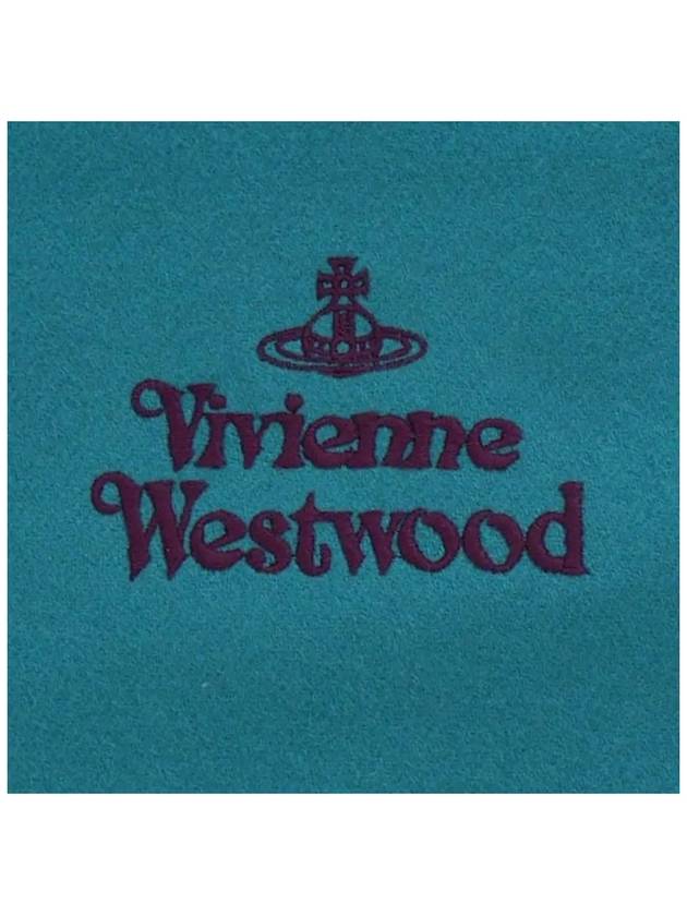 Embroidered Logo Wool Muffler Turquoise 81030007 L404 - VIVIENNE WESTWOOD - BALAAN 4