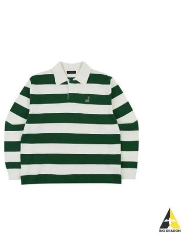 Striped open collar knit 1881 green - KANGOL - BALAAN 1