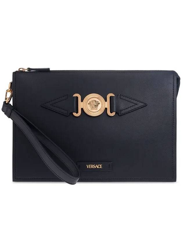 Medusa Logo Leather Clutch Bag Black - VERSACE - BALAAN 1