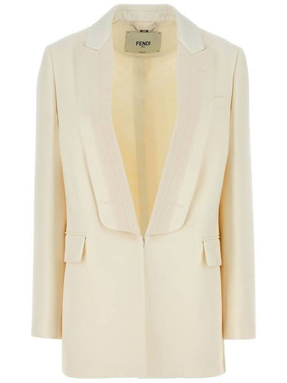 Wool Silk Blazer Jacket White - FENDI - BALAAN 2