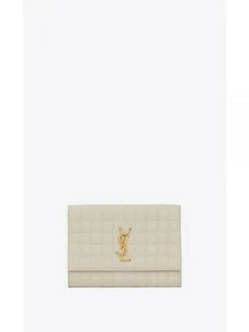 YSL Clutch Bag Lambskin Lambskin Cassandra Matelasse Carré Flap Pouch Clutch Blanc Bag 759879AABVP9207 - SAINT LAURENT - BALAAN 1