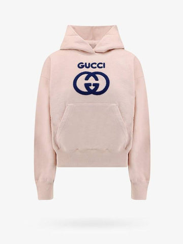 Cotton Frontal GG Interlocking Hoodie Light Pink - GUCCI - BALAAN 1