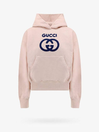 Cotton Frontal GG Interlocking Hoodie Light Pink - GUCCI - BALAAN 1