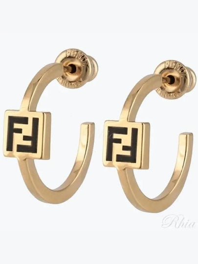 Forever Logo Earrings Gold Black - FENDI - BALAAN 2