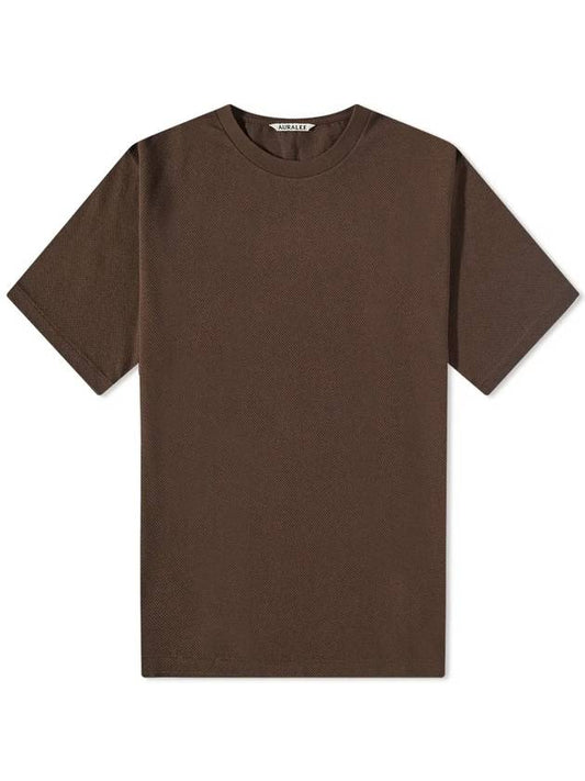 Crew Neck Cotton Jersey Short Sleeve T-Shirt Dark Brown - AURALEE - BALAAN 1